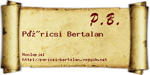 Páricsi Bertalan névjegykártya